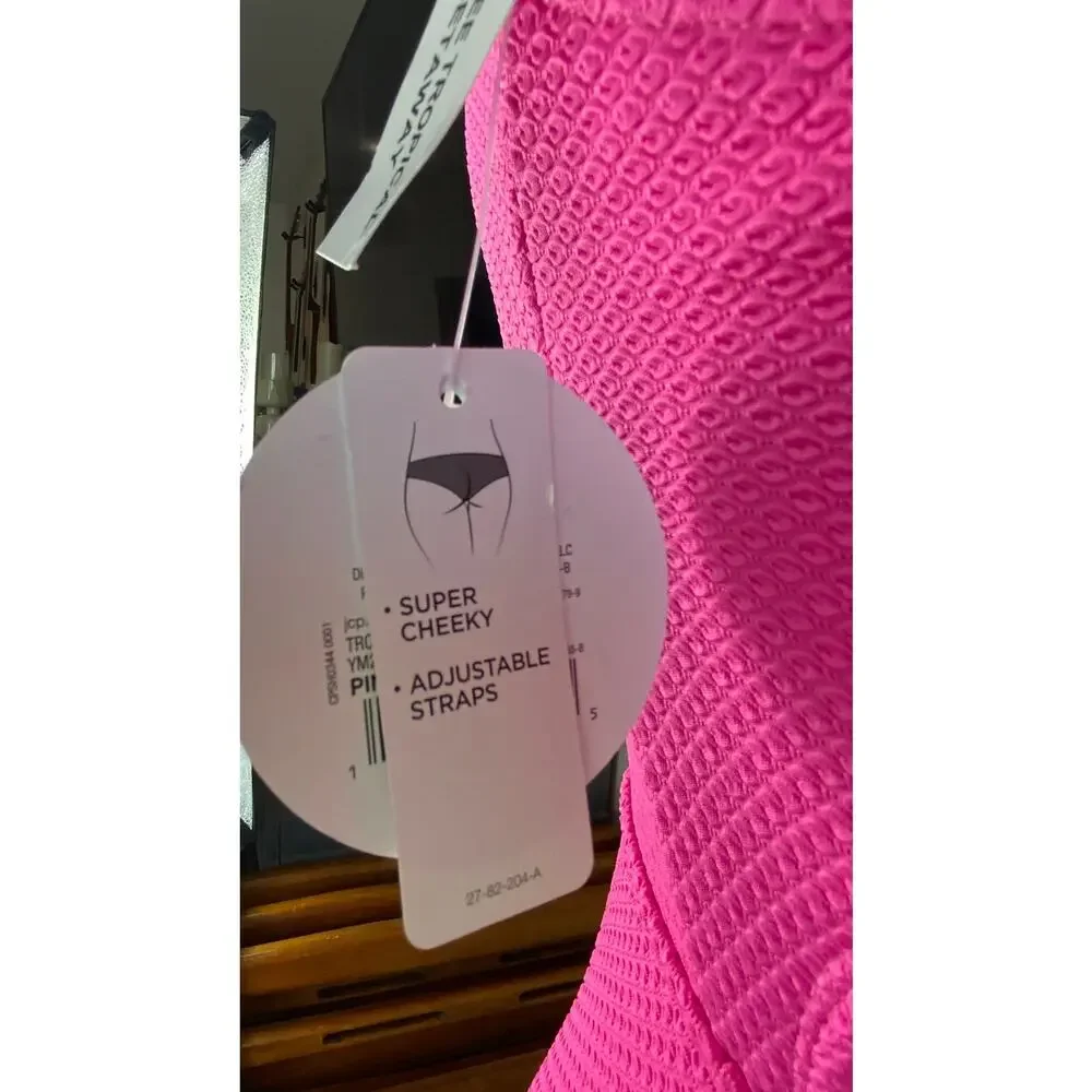 Decree women's/juniors cut out textured‎ one piece swimsuit size XS Hot Pink
